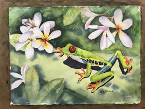 Frog and Plumerias 